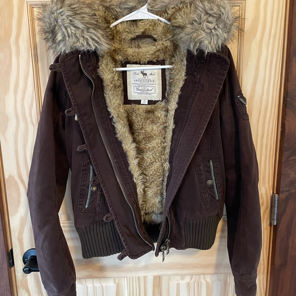 Abercrombie brown fur coat